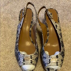 NIB Coach Peep Toe, Sling Back Wedge Sandal